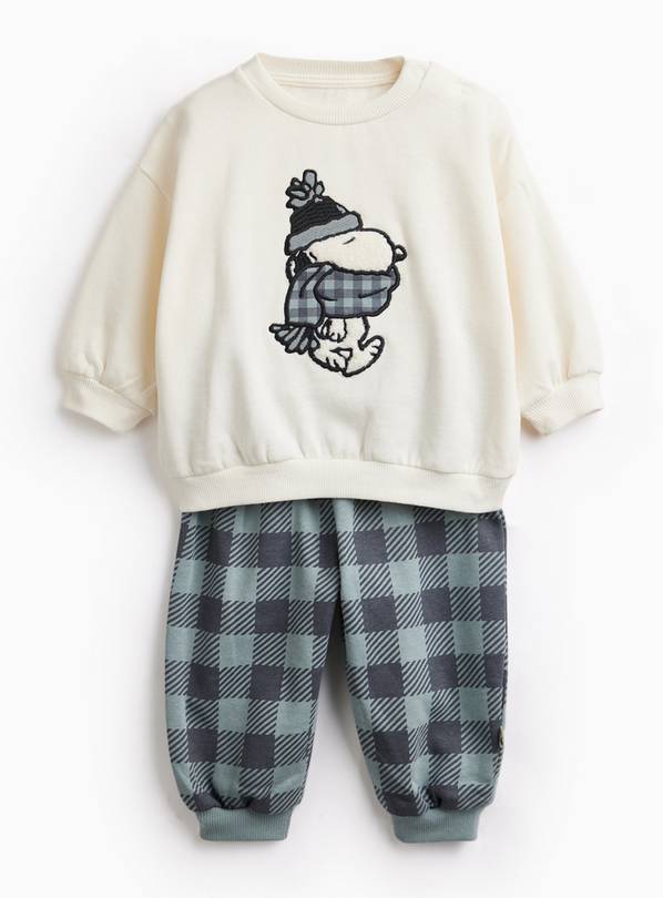Snoopy Winter Check Sweat Set 2-3 years
